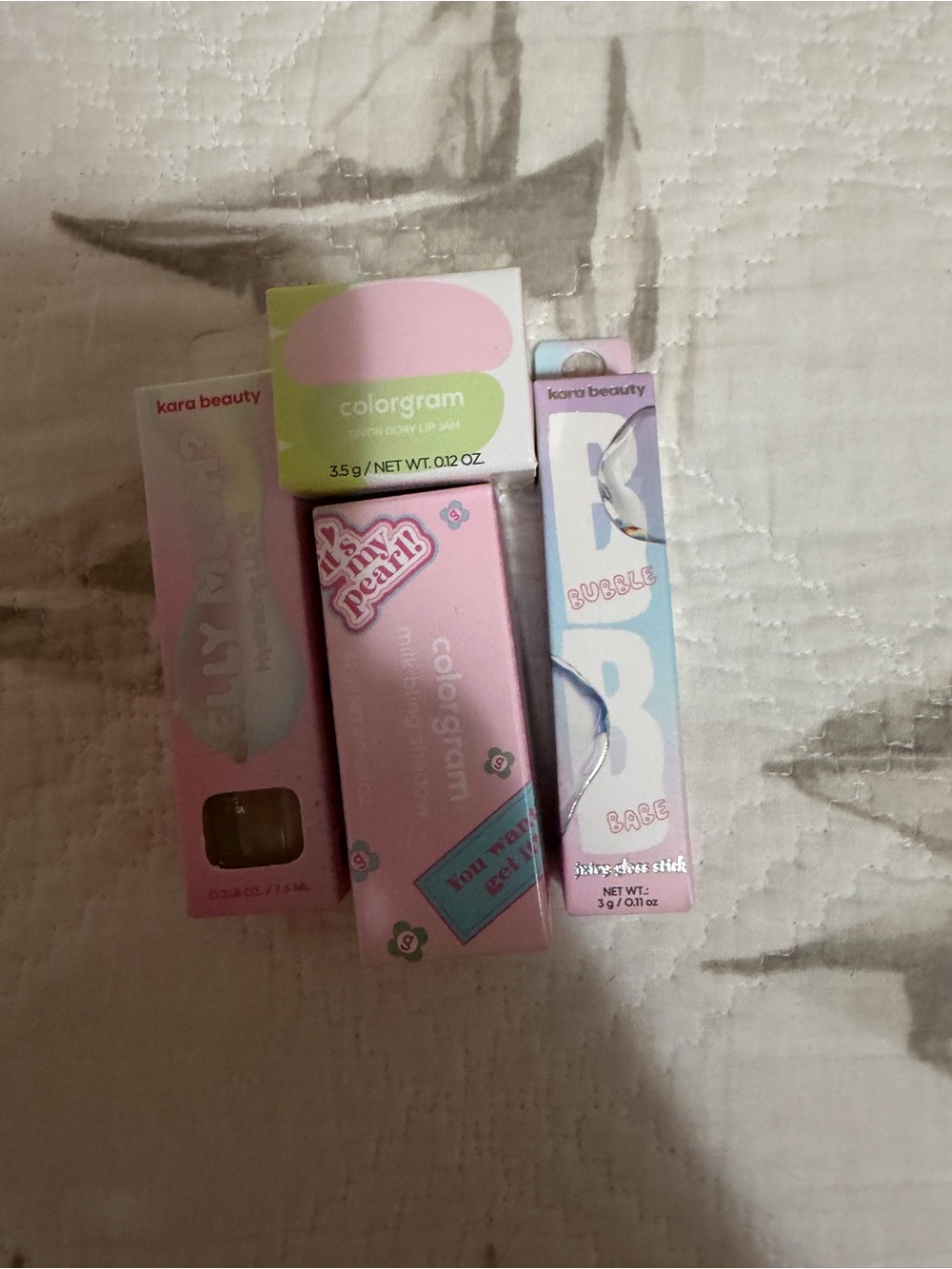 Kara Beauty Colorgram Pink Lip Balm & Gloss Set - Soft Pink Shades bundle of 4
